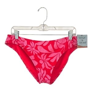Shade & Shore Red Floral Low Rise Cheeky Bikini Bottom Large 12 14